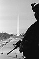 Image 41Black-and-white photograph of a National Guardsman looking over the Washington Monument in Washington D.C., on January 21, 2021, the day after the inauguration of Joe Biden as the 46th president of the United States (from Photojournalism)