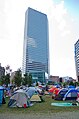 People gathered near Boston's Dewey Square during Occupy Boston on October 3, 2011