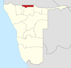 Location of the Ohangwena Region in Namibia