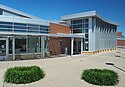 Plymouth branch, a brick, glass, and metal building.