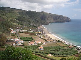 The village of Praia Formoso, on the southern coast of Almagreira; a resort and tourist center during the summer, attractive for its long white sand beach