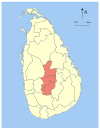 Area map of Central Province of Sri Lanka