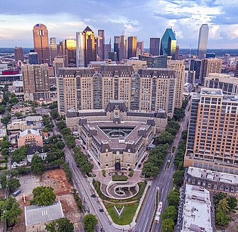 Uptown, Dallas with Downtown Dallas on the end, in Dallas County, Texas, the eighth-most populous county in the United States