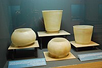 Travertine vessels found in El Tapesco del Diablo Cave in Ocozocoautla, Chiapas, Mexico (600–900 AD)