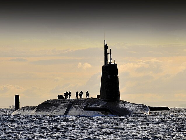 Nuclear submarine HMS Vanguard returns to HM Naval Base Clyde, Scotland, following a patrol