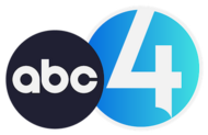 The ABC logo, a dark gray disc with white circular letters ABC, at left. To the right, a blue gradient circle with an off-white stroke containing an off-white numeral 4, with the bottom stylized to a point.