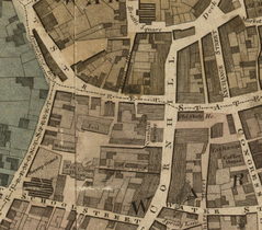 Detail of 1814 map of Boston, showing "jail." Nearby was the Columbian Museum