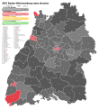 2001 Baden-Württemberg state election, Black is CDU, Red is SPD