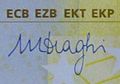 দুইশ ইউরোর প্রথম সিরিজের নোটে মারিও দ্রাগির স্বাক্ষর