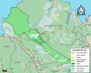 Carte en couleurs présentant l'occupation des sols.