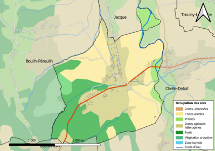 Carte en couleurs présentant l'occupation des sols.