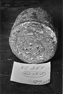 Uranium metal "biscuit" at Ames process, author unknown
