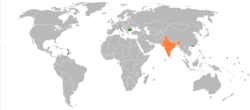 Haritada gösterilen yerlerde Bulgaria ve India