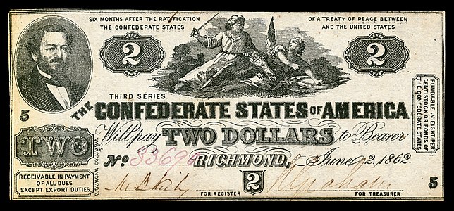 Two Confederate States dollar (T42), by B. Duncan