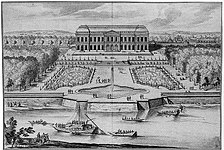 Le château de Choisy dans son premier état, vers 1685. Dessin de Pérelle.