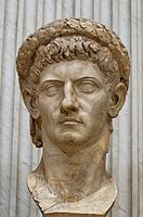 Bust of Emperor Claudius, c. 50 CE, (reworked from a bust of emperor Caligula), It was found in the so-called Otricoli basilica in Lanuvium, Italy, Vatican Museums