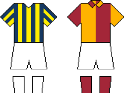 Maillots classiques à domiciledu Fenerbahçe (à gauche) et du Galatasaray (à droite).