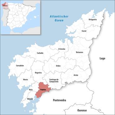 Die Lage des Gerichtsbezirk Padrón in der Provinz A Coruña