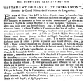 Testament de Lancelot d'Orgemont, 1286. L'installation d'un véritable Parlement à Toulouse en 1273 présidé par un certain Lancelot d'Orgemont est contestée[115]. L'original du document présenté ici pourrait dater du XVe siècle.