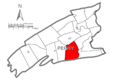 Map of Perry County, Pennsylvania highlighting Carroll Township