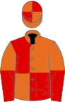 Orange and red (quartered), halved sleeves
