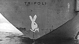 Playboy Bunny painted on the stern of Tripoli in 1967