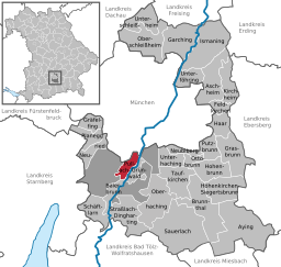 Läget för Pullach im Isartal i Landkreis München