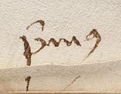 Detalle de la numeración del primer quire (f8v)