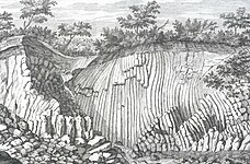 Engraving of a basalt formation; from: Alberto Fortis, Della valle vulcanico-marina di Roncà nel territorio veronese (1778)