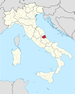 Map with the province of Teramo in Italy