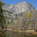 Yosemite Falls in late November from the Merced River