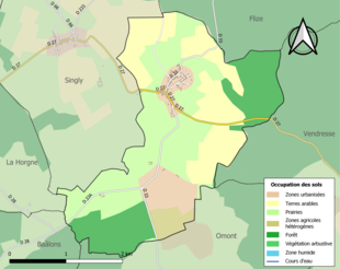 Carte en couleurs présentant l'occupation des sols.