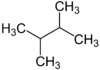 Skeletal formula of 2,3-dimethylbutane with some implicit hydrogens shown