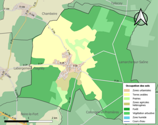 Carte en couleurs présentant l'occupation des sols.