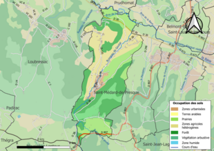 Carte en couleurs présentant l'occupation des sols.