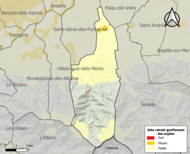 Carte des zones d'aléa retrait-gonflement des argiles.