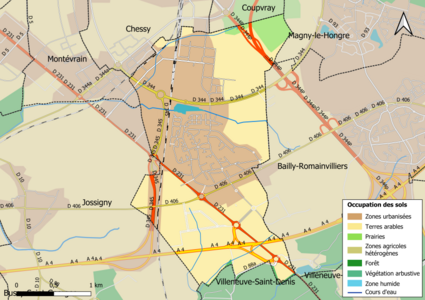 Carte des infrastructures et de l'occupation des sols en 2018 (CLC) de la commune.