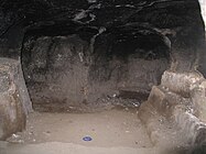 One of the interior chambers, with rock-hewn benches to the right