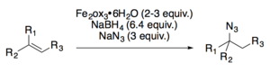 The iron-catalyzed hydroazidation of substituted alkene published by Boger.