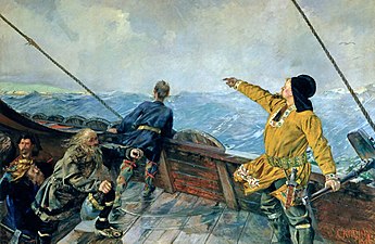 Leif Eriksson upptäcker Amerika av Christian Krohg 1893