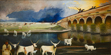 Tempesta in Hortobágy, olio su tela, 117 × 59 cm, 1903, Museo Csontváry, Pécs