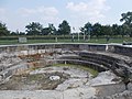 The remains of the artillery platform of the former German cannon "Long Max" in Koekelare, Belgium.