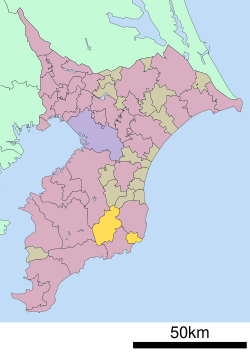 Location of Isumi District in Chiba