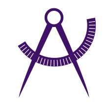 A very simplified vector dark purple mathematical compass