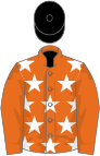 Orange, white stars on body, black cap