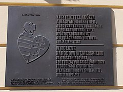 Plaque in Sárospatak commemorating Hungarians' help to 140,000 Polish soldiers and refugees in World War II