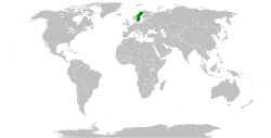 Map indicating locations of Sweden and Taiwan