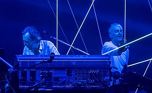 Underworld at Alexandra Palace in 2017. Left to right: Rick Smith and Karl Hyde