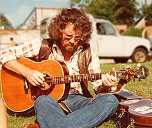 Jones at the Norwich Folk Festival, England, 1978, playing his trademark 1963 Epiphone Texan guitar