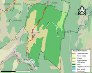 Carte en couleurs présentant l'occupation des sols.